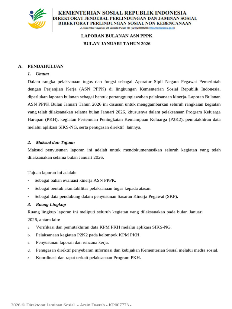 Laporan Bulanan ASN PPPK | PDF