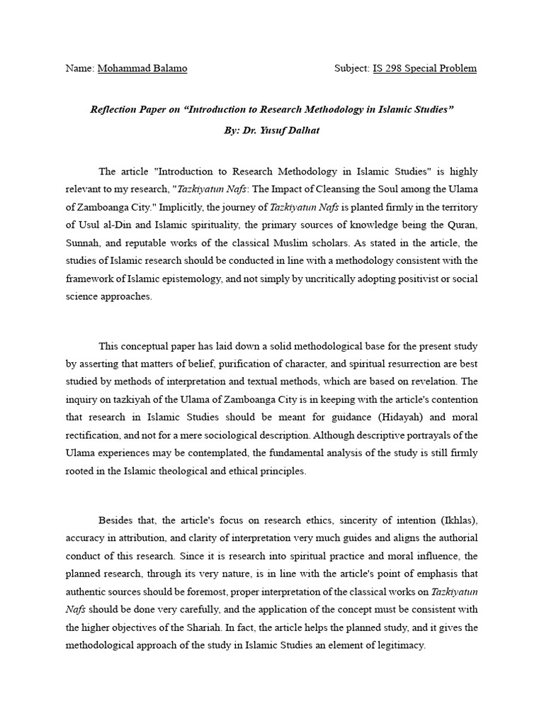 Reflection Paper Balamo | PDF