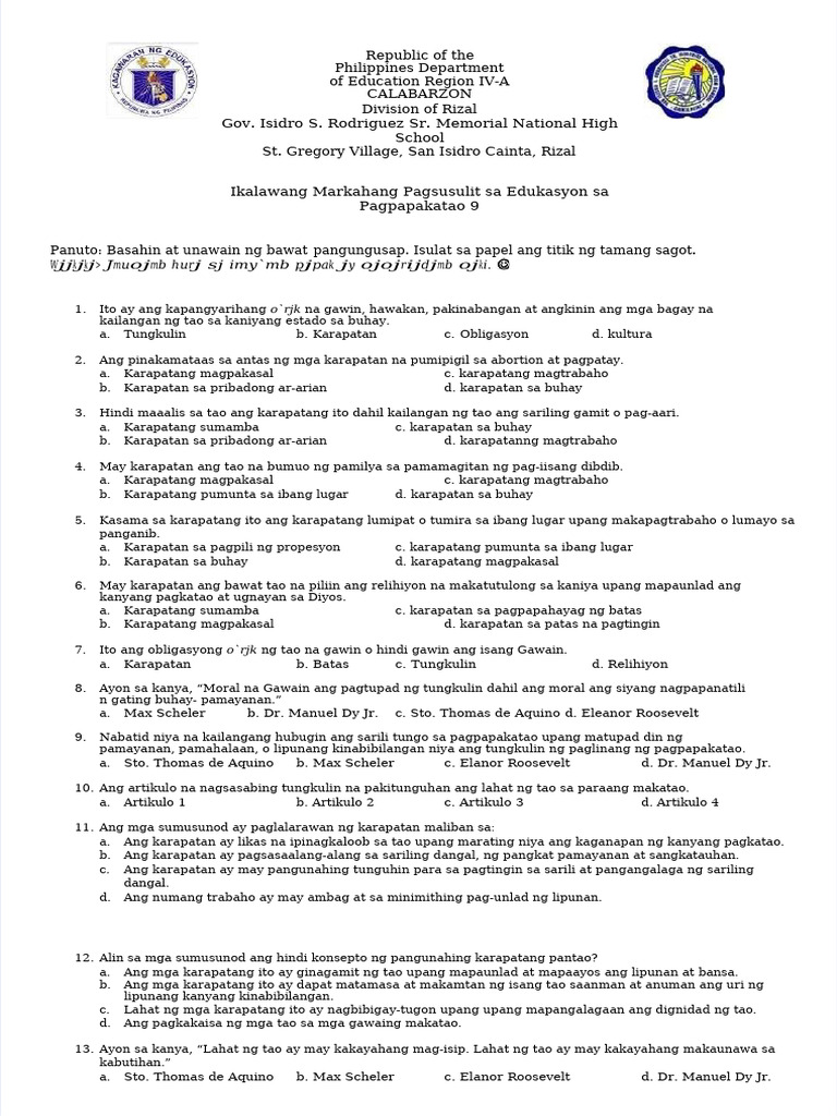 PDF 2nd Periodical Test in Esp 9 | PDF