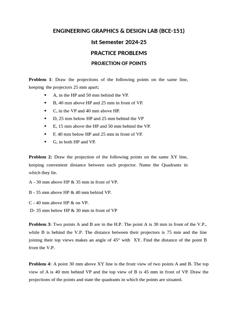 Practice Problems Engineering Graphics and Design Lab | PDF | Triangle ...