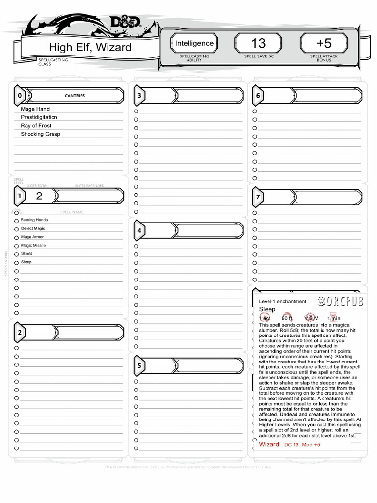Starterset - High Elf Wizard 1 Spells | PDF