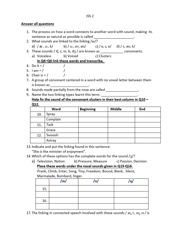 JSS 2 First Term 2025 | PDF