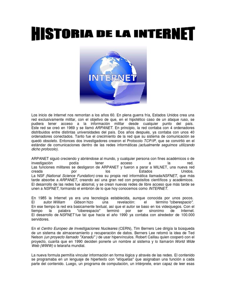 Orígenes de Internet y la WWW | PDF | Red mundial | Internet y web