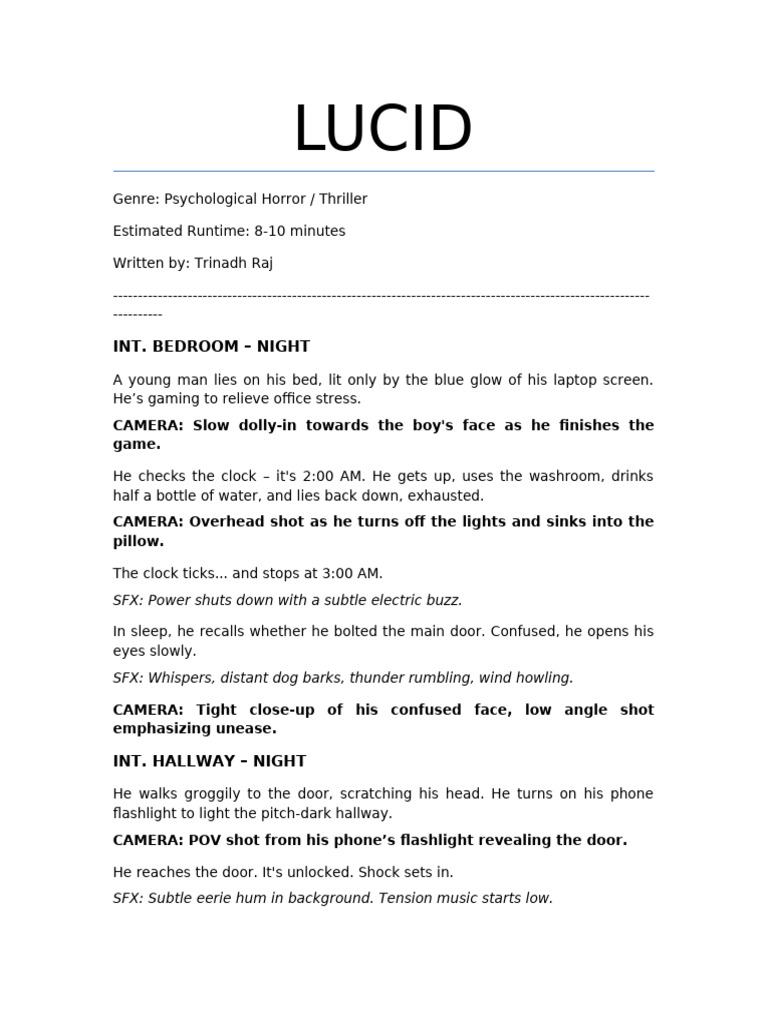 LUCID Short Film Script | PDF