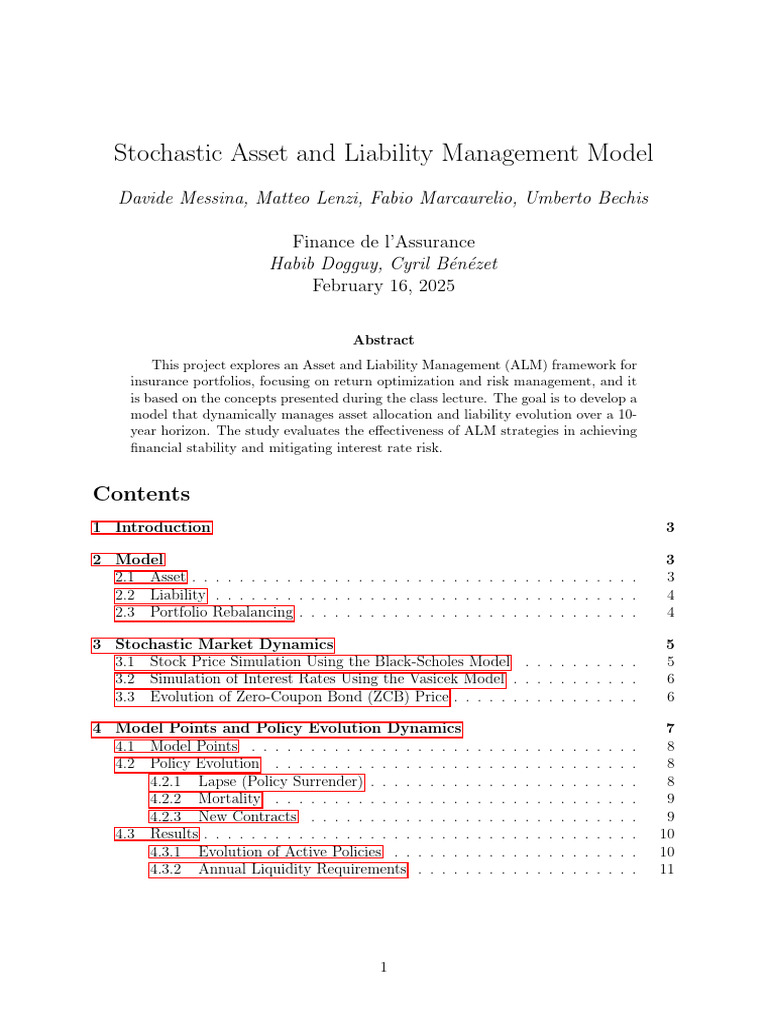 Asset and Liability Management Project | PDF | Insurance | Financial Risk