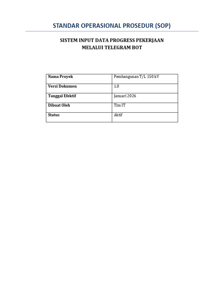 SOP Input Data Progress | PDF