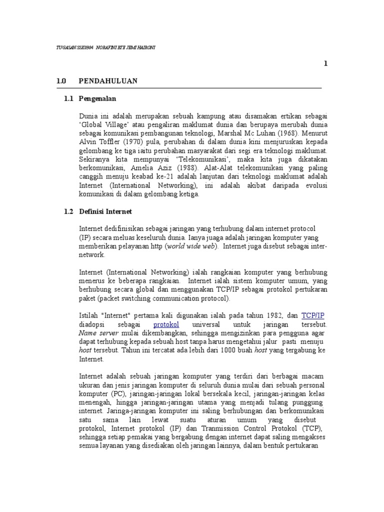 Assignment SSK 1 Apa Itu Internet | PDF