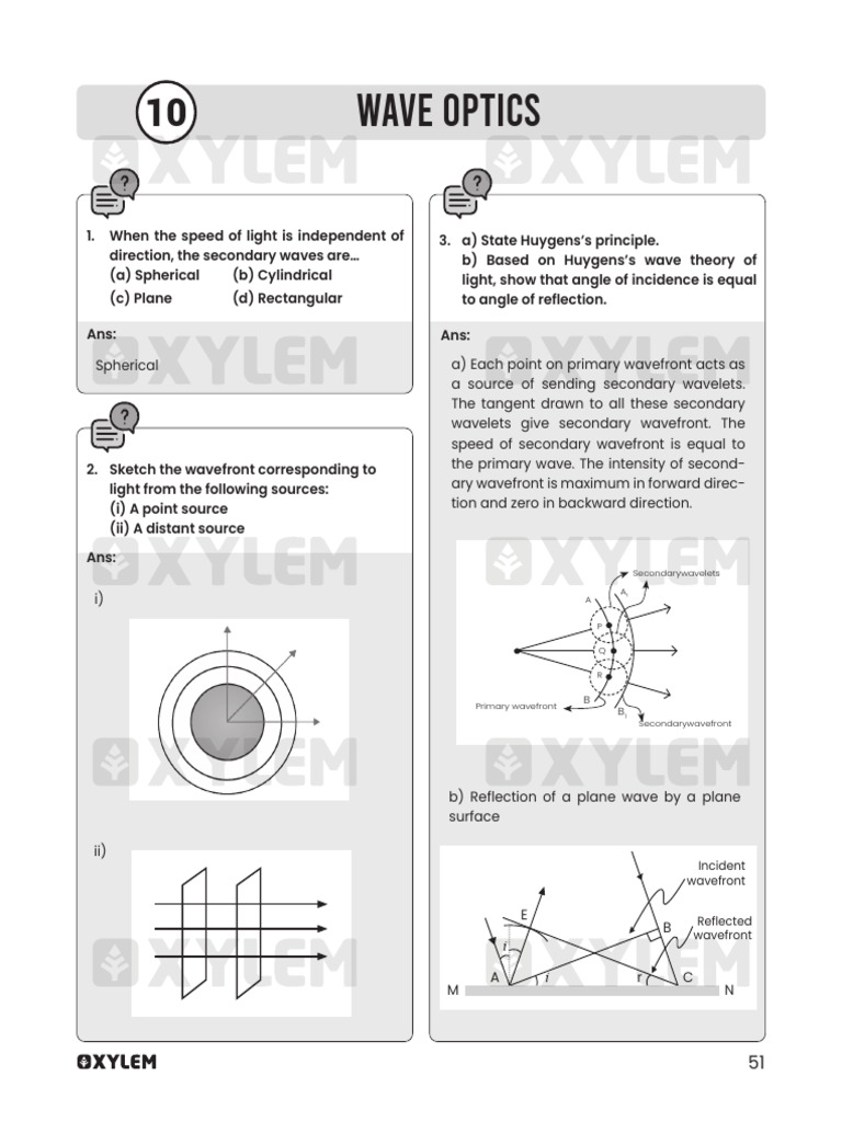 Revision Material Physics 10 | PDF | Light | Wavelength
