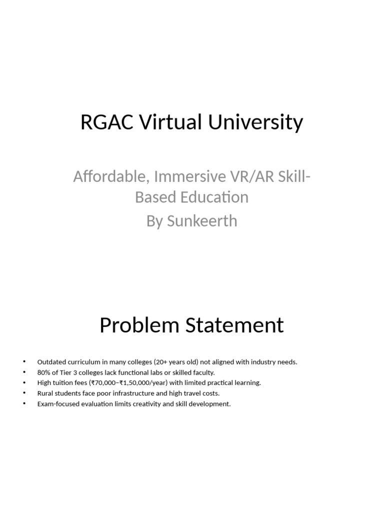 RGAC Virtual University Presentation | PDF | Virtual Reality ...