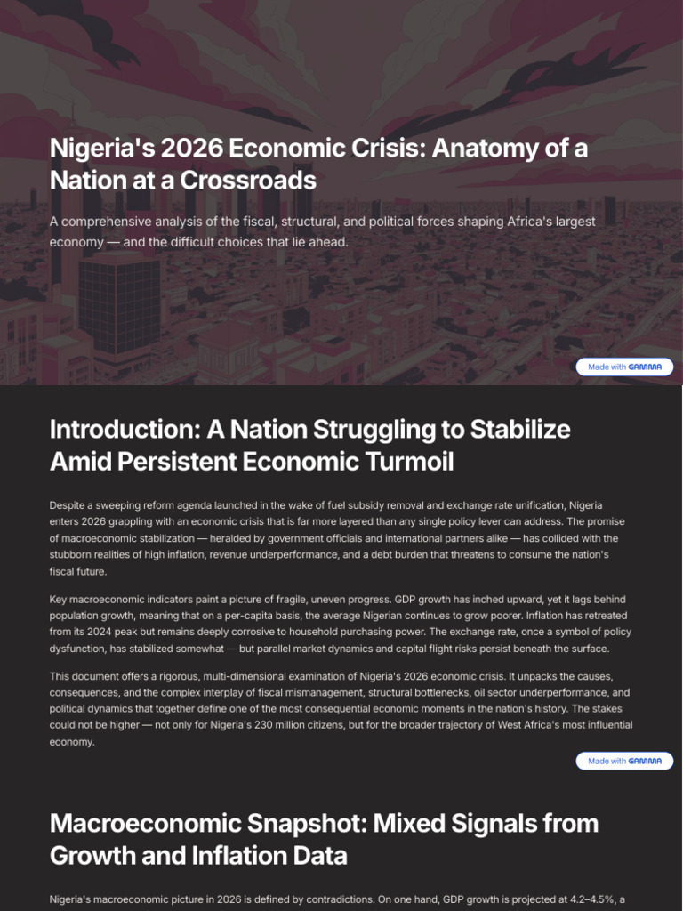 Nigerias 2026 Economic Crisis Anatomy of A Nation at A Crossroads | PDF ...