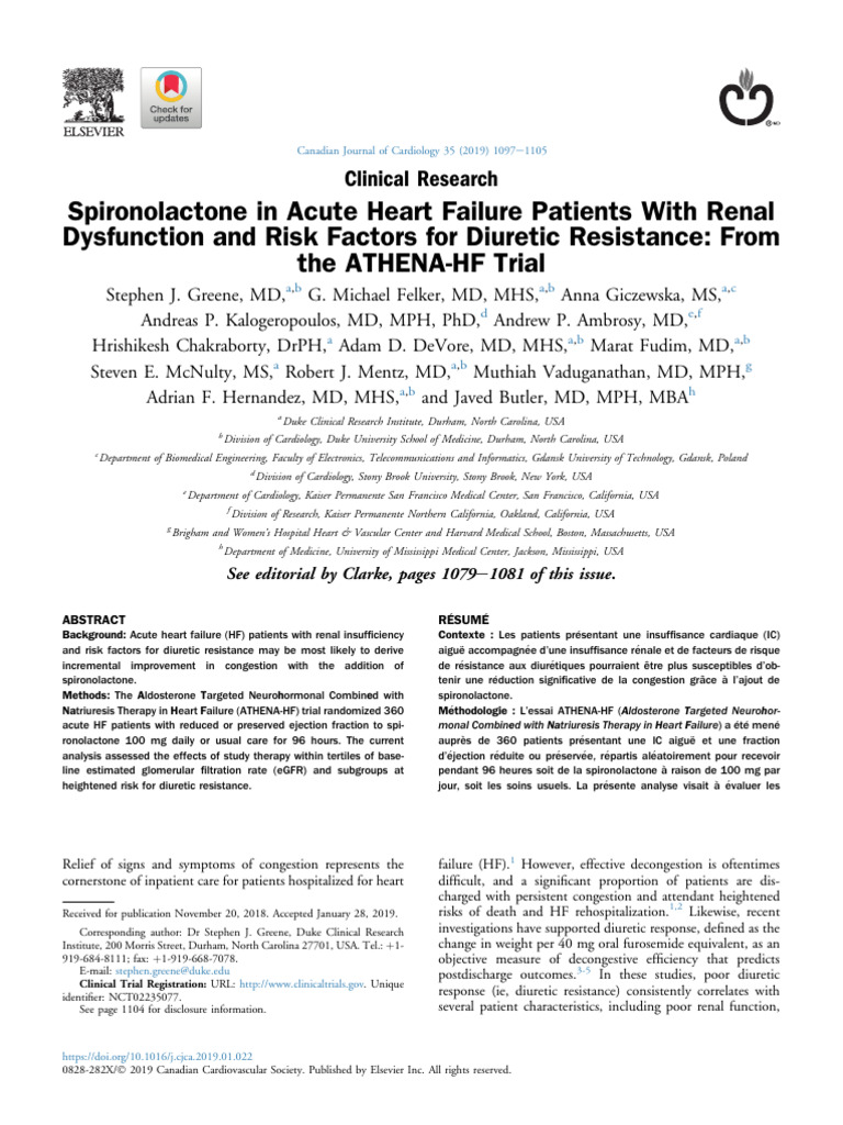 Spironolactone in Acute Heart Failure Patients With Renal Dysfunction ...
