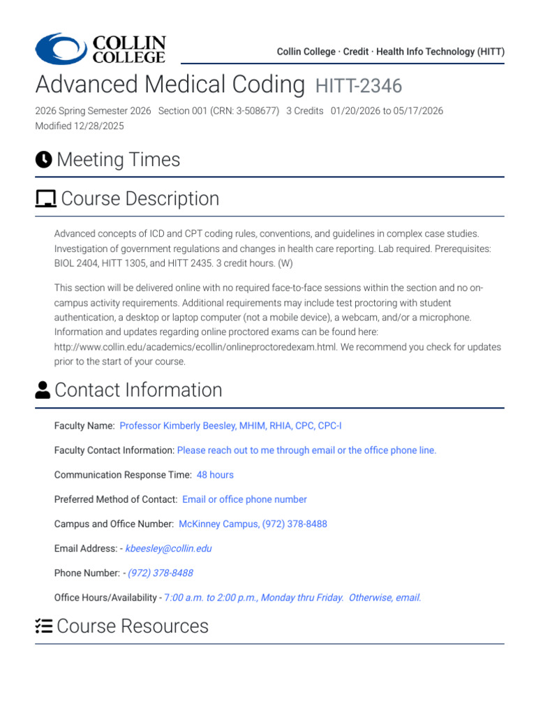 Advanced Medical Coding - Syllabus - Concourse | PDF | Artificial ...