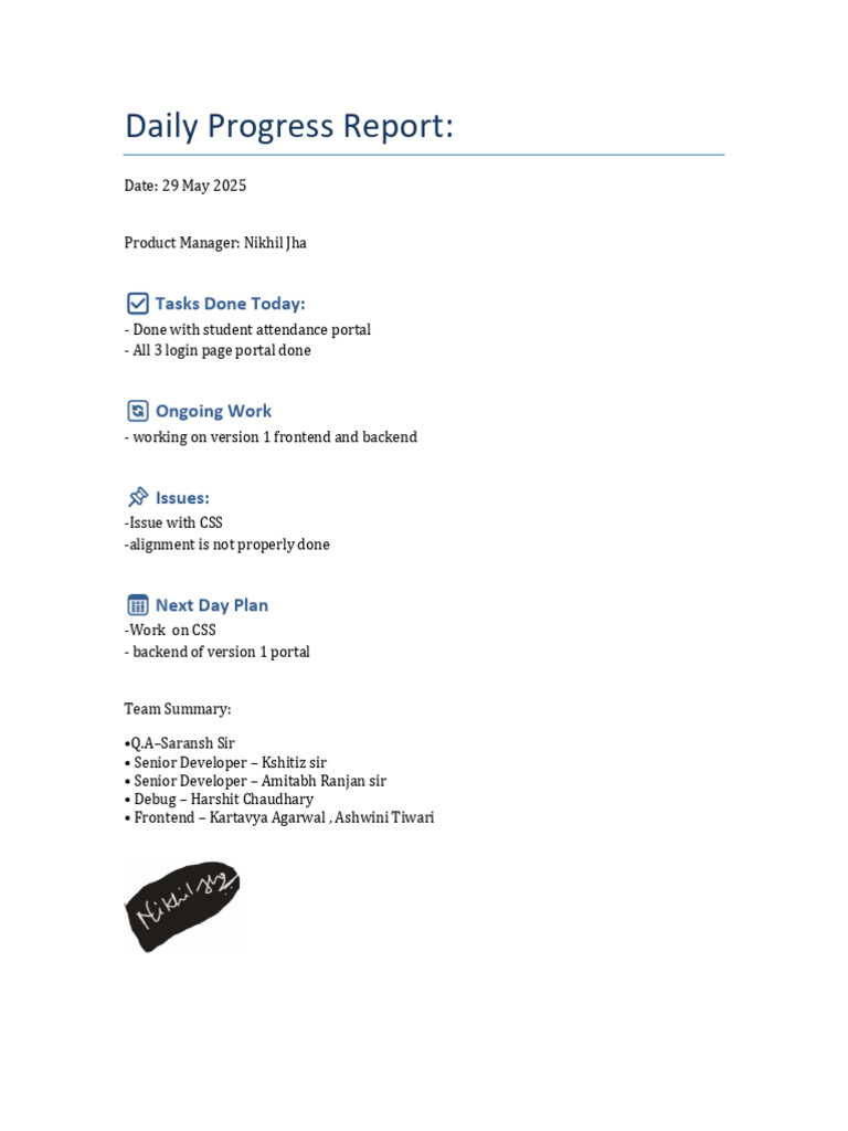 Daily Report | PDF