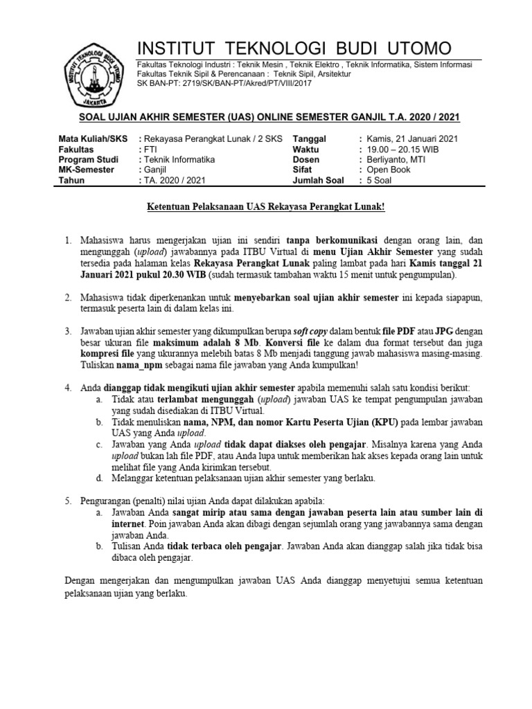 Soal Uas Rpl-Reguler | PDF