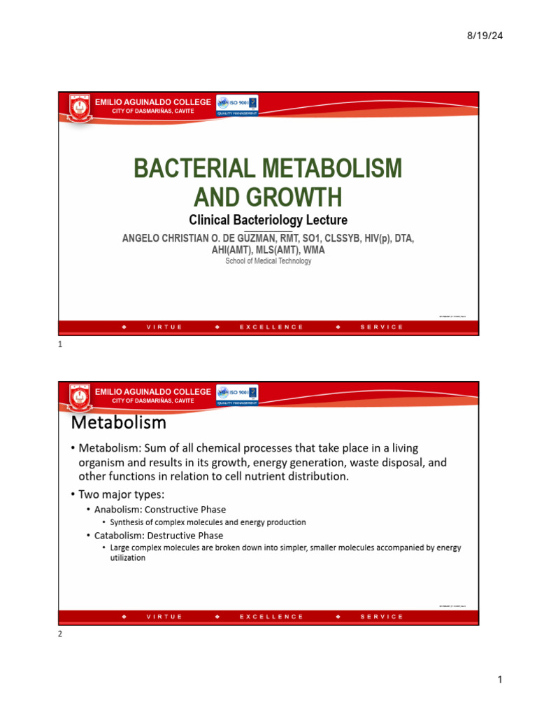 Bacterial Metabolism and Growth | PDF | Cellular Respiration | Bacteria