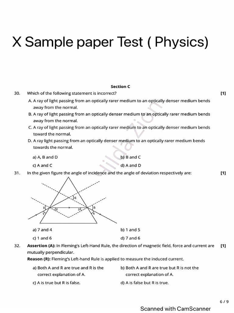X Sample Paper Test (Physics) 2026-01-3 | PDF
