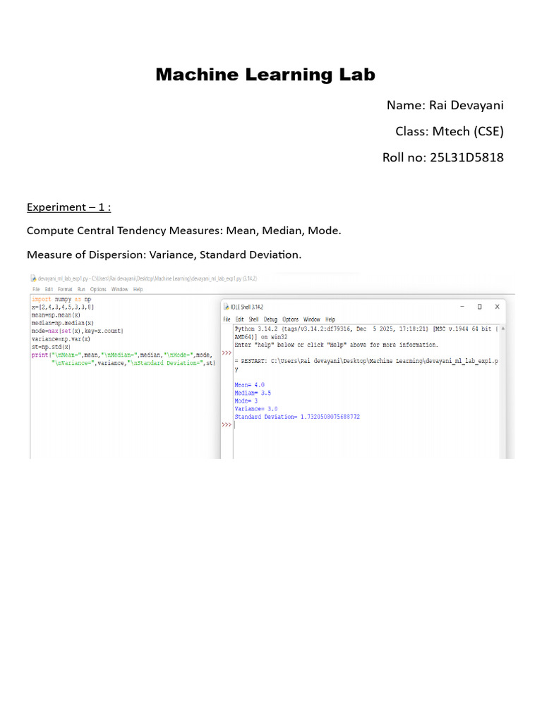 Devayani ML Lab 1-5 | PDF