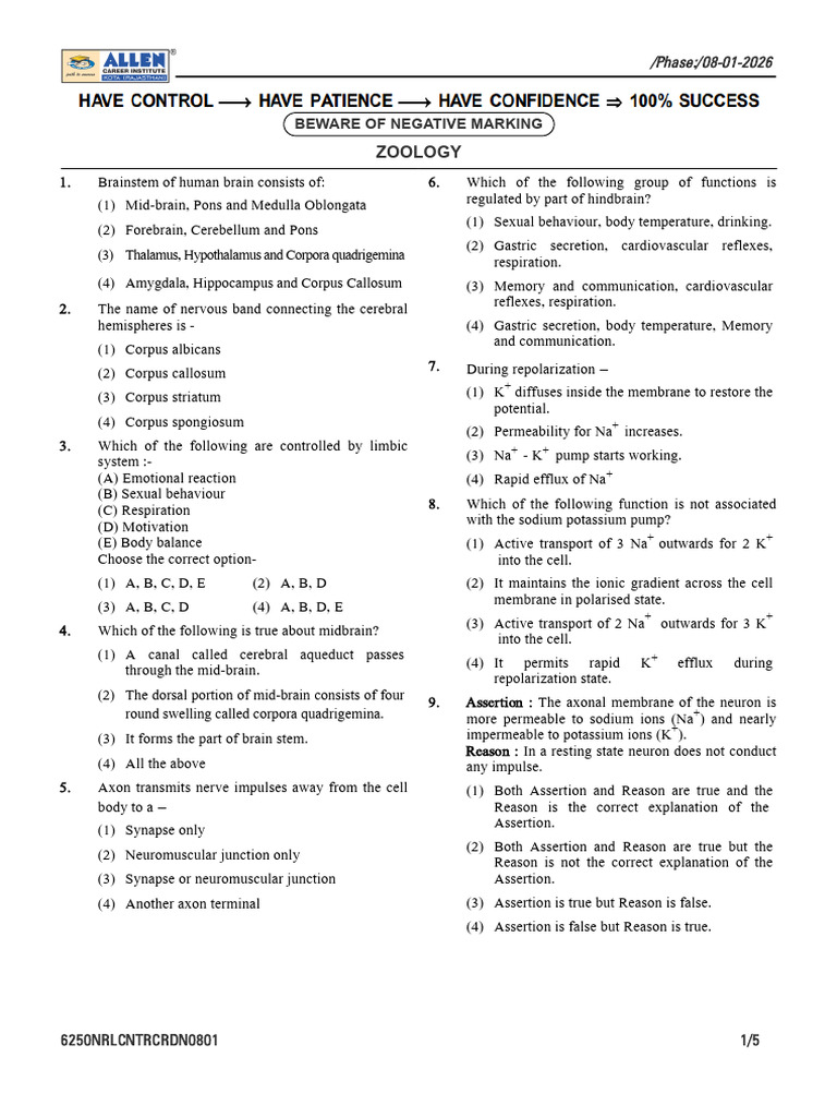QP - Neural Control & Coordination | PDF | Chemical Synapse | Synapse