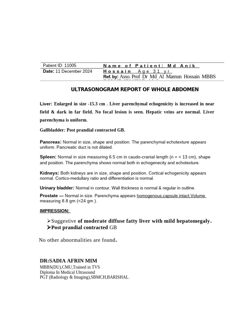 Ultrasonogram Report | PDF