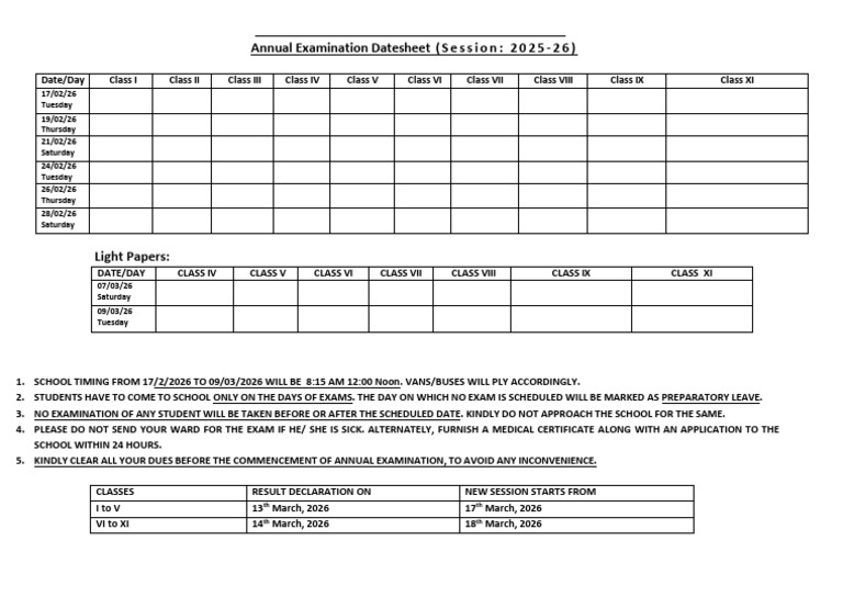 Annual Datesheet 25-26 | PDF | Chess Openings | Chess Theory