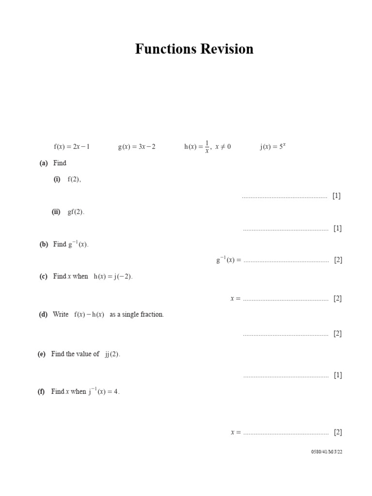 Funcitons Revision | PDF