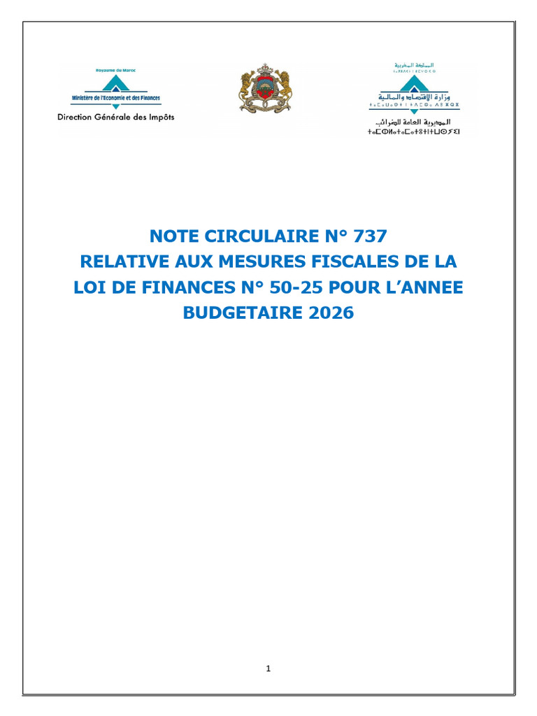 Note Circulaire Dgi LF 2026 | PDF | Retraite | Impôt sur le revenu