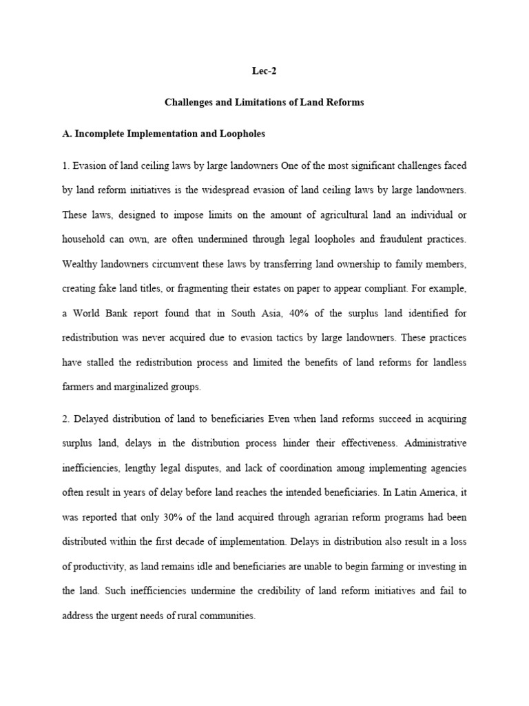 Lec 2 | PDF | Land Reform | Smallholding