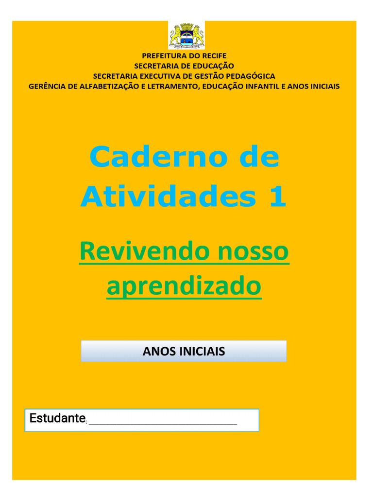 Atividades 1 1o ANO 1 2 | PDF | Alfabetização | Aprendizado
