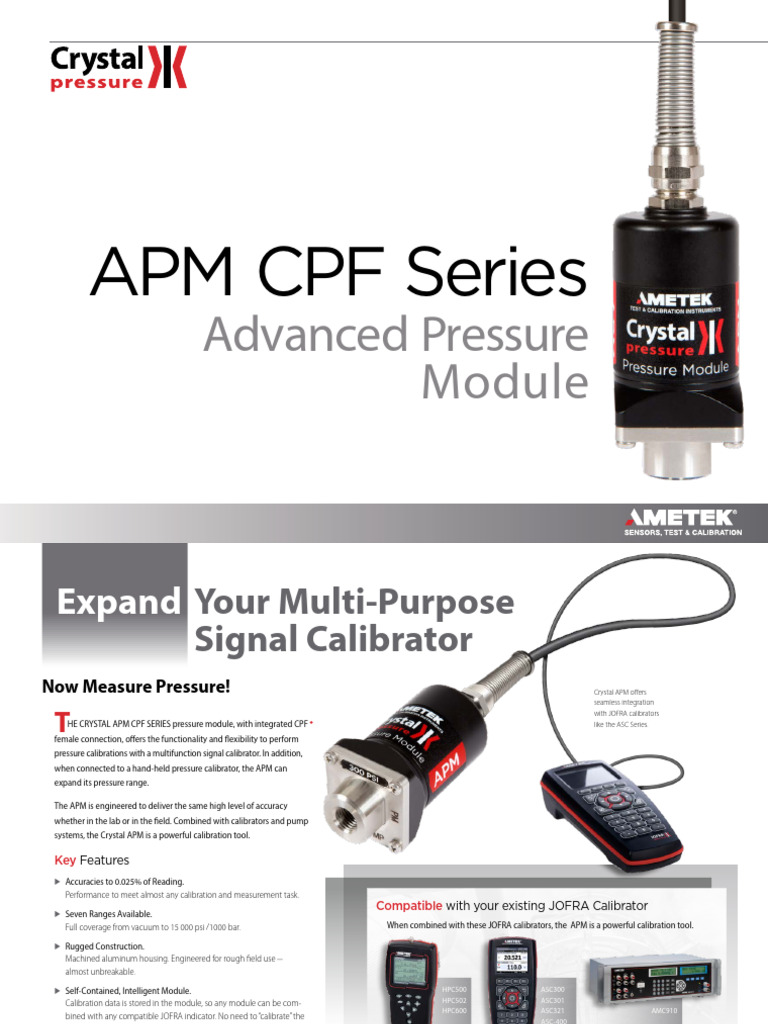 Pressure Modules Apm CPF Data Sheet Us | PDF | Calibration | Mechanical ...