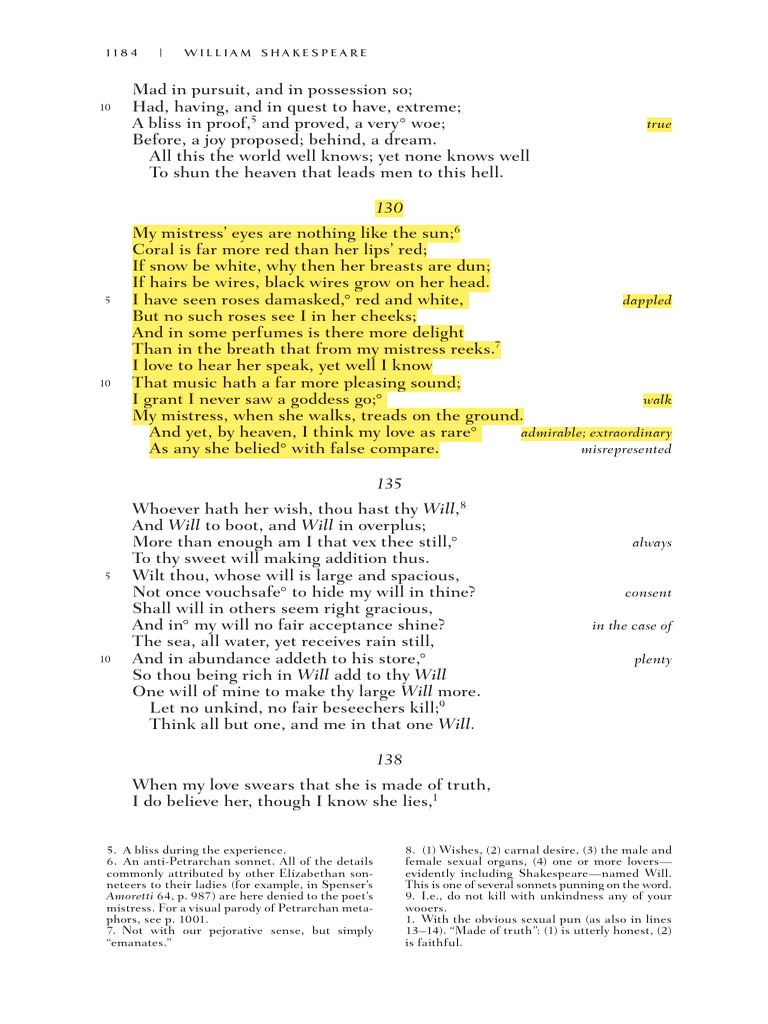 Sonnet 130 | PDF | Sonnets | Stanzaic Form