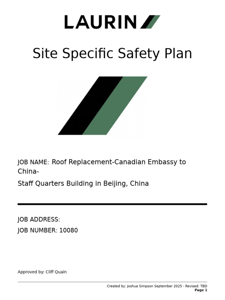 Site-Specific Safety Plan SSSP Blank - JSBJ1 | PDF | Occupational ...