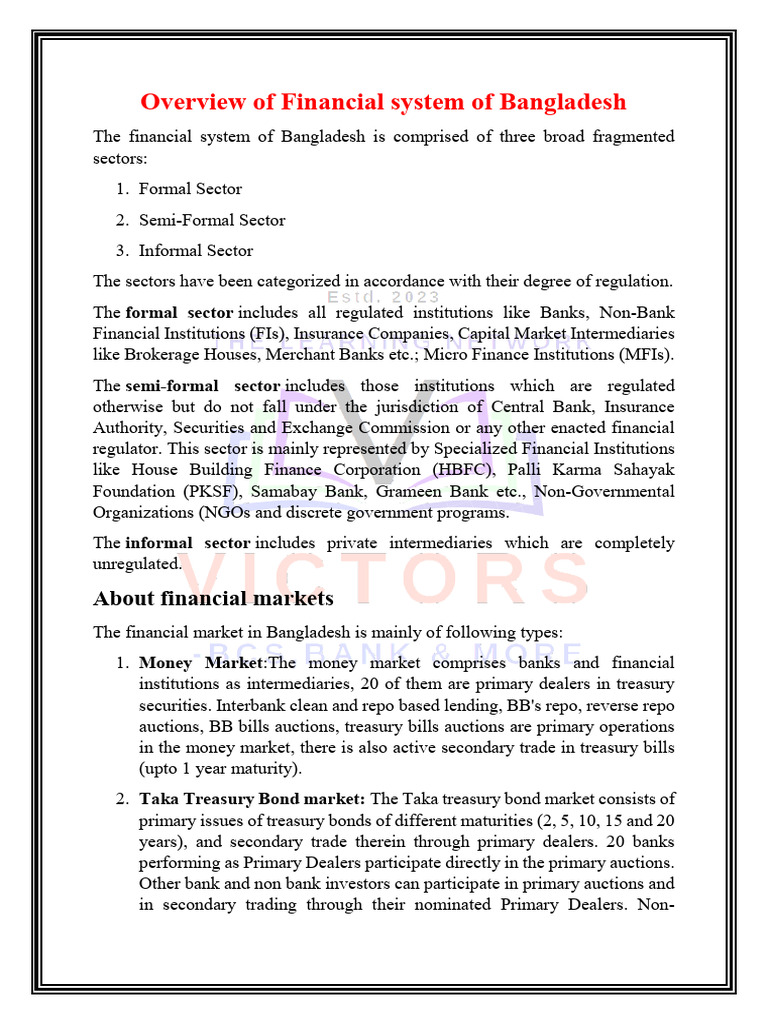Overview of Financial System of Bangladesh | PDF | Securities (Finance ...