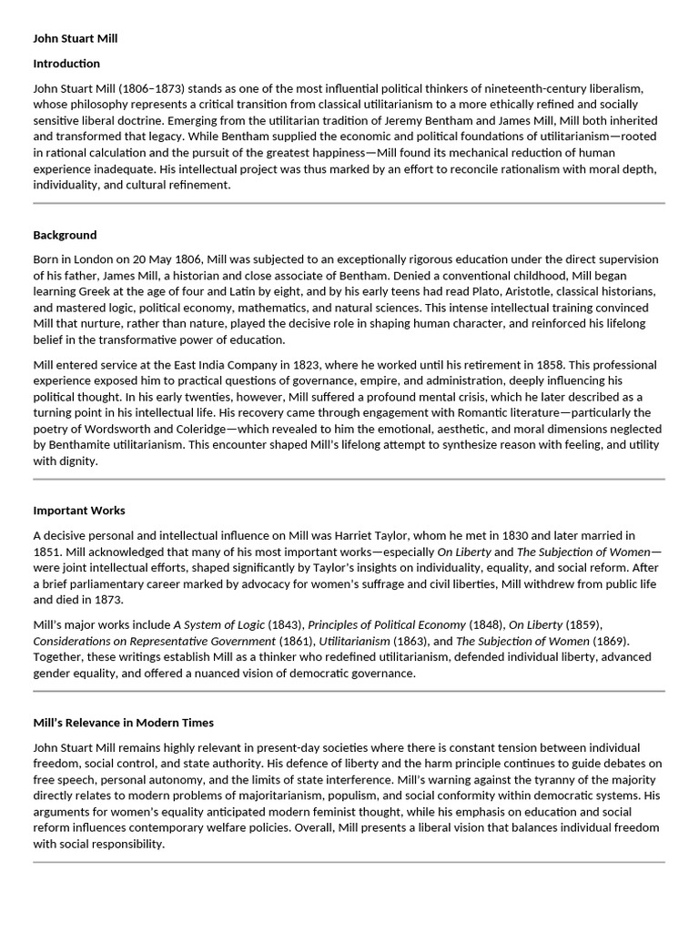 JSMILL | PDF | John Stuart Mill | Utilitarianism