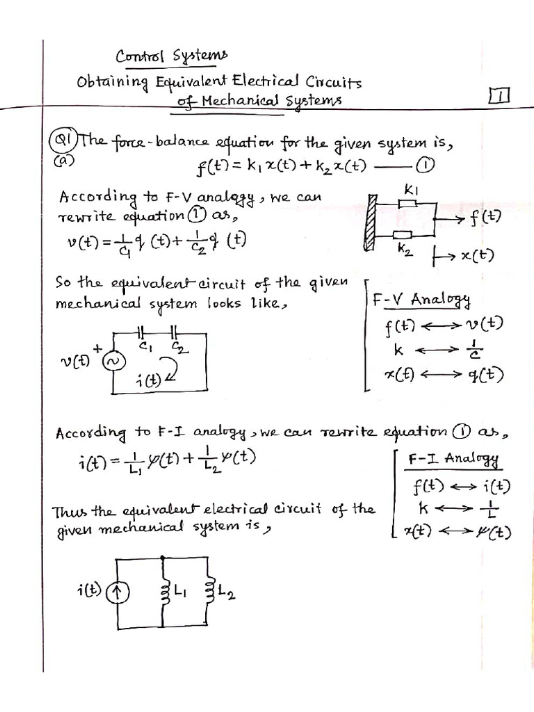 Complete Solution of Analogous Circuits of Mechanical Systems | PDF
