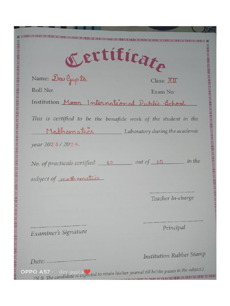 Mathematics Project File | PDF