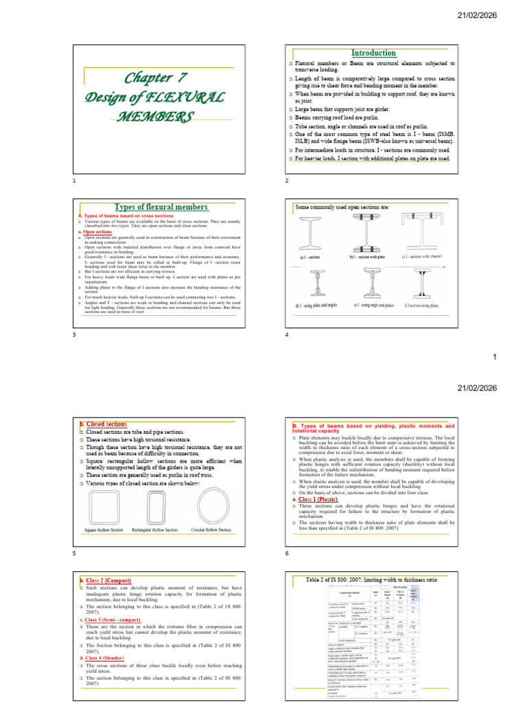 Design of Flexural Member | PDF | Buckling | Bending