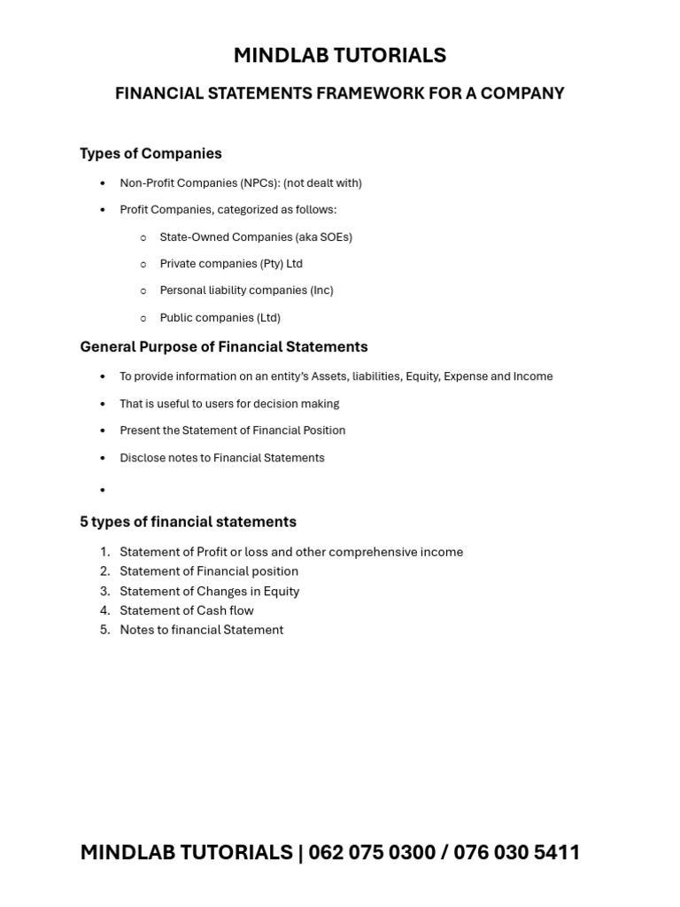 Unit 2 (FINANCIAL STATEMENTS FRAMEWORK FOR A COMPANY) | PDF | Expense ...