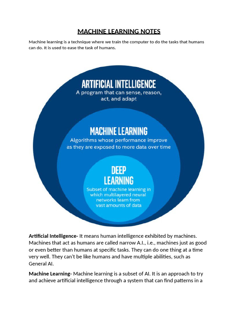 Machine Learning Notes | PDF | Machine Learning | Artificial Intelligence