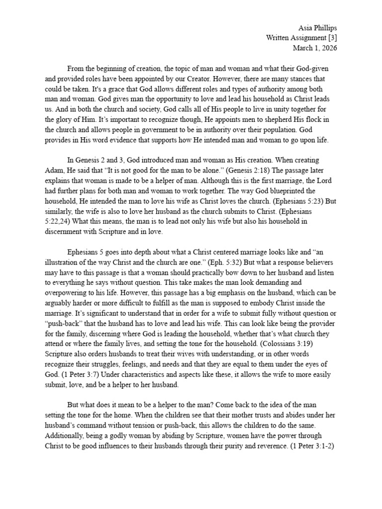(DRAFT) Written Assignment 3 | PDF | God In Christianity | Christian ...