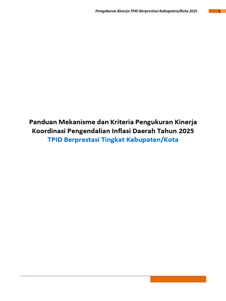 Kab Kota Non IHK Panduan Pengukuran Kinerja TPID Tahun 2025 | PDF