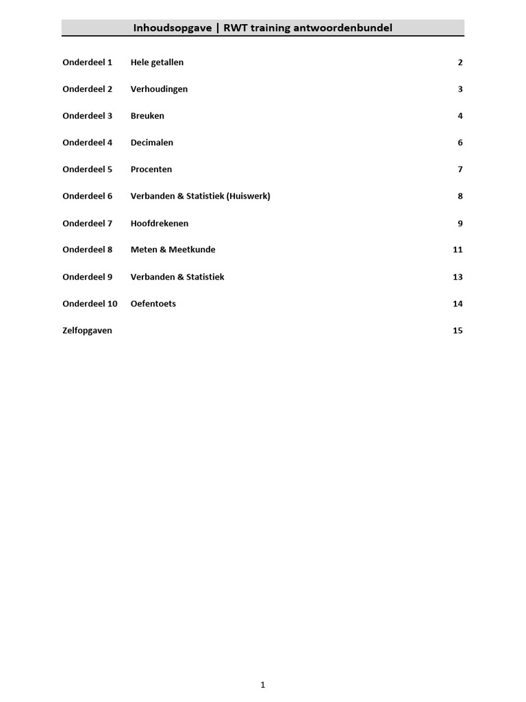 RWT Training Antwoordenbundel Zonder Uitwerkingen v5 | PDF