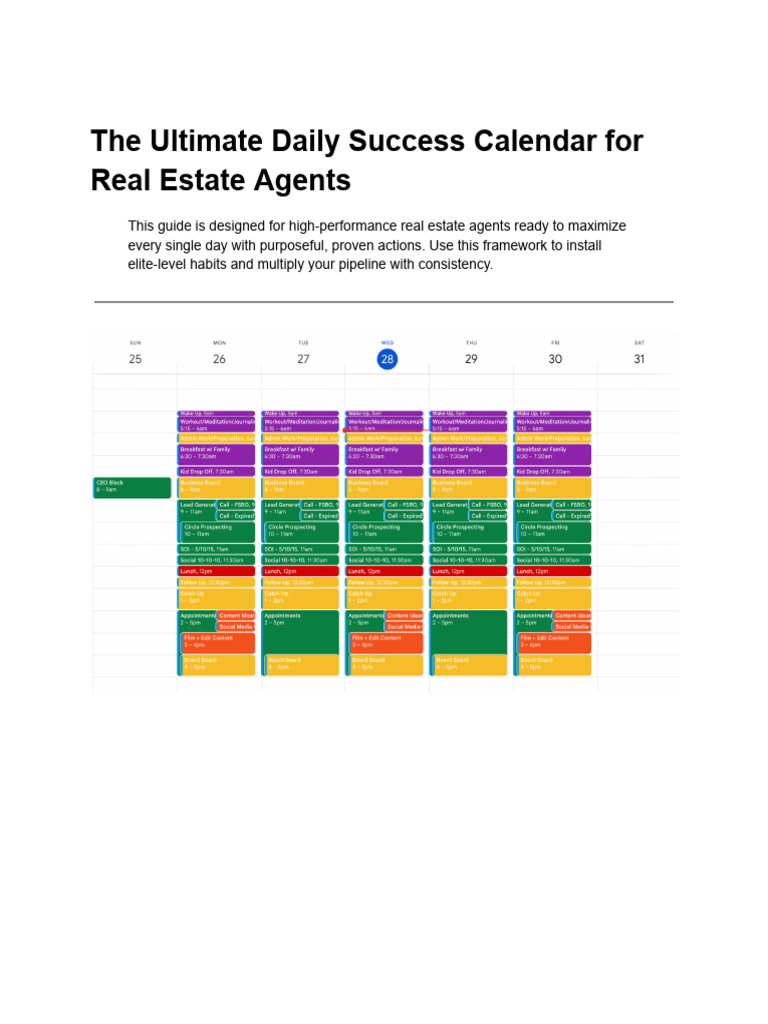 Cópia de Daily Success Calendar | PDF