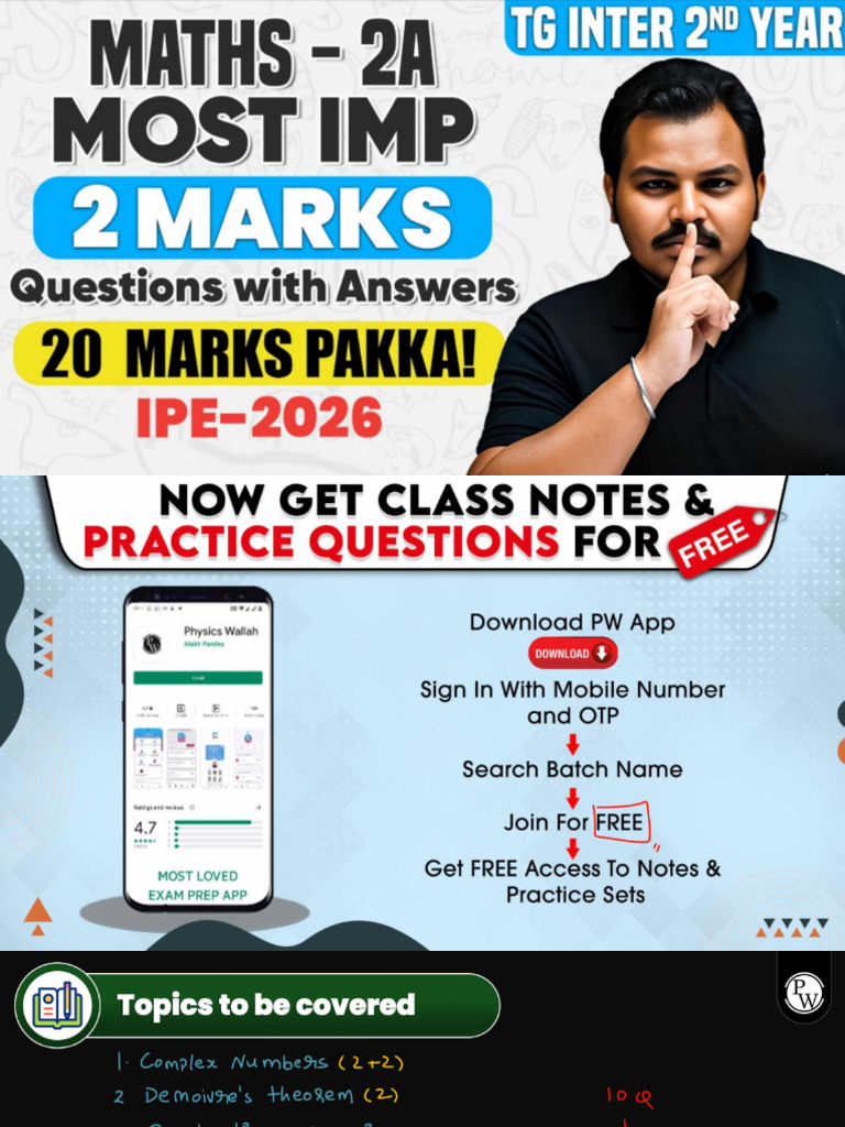 2 Marks Most Imp Questions & Answers - Maths 2A | PDF