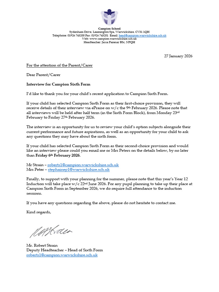 Year 11 Interviews - E LETTER | PDF