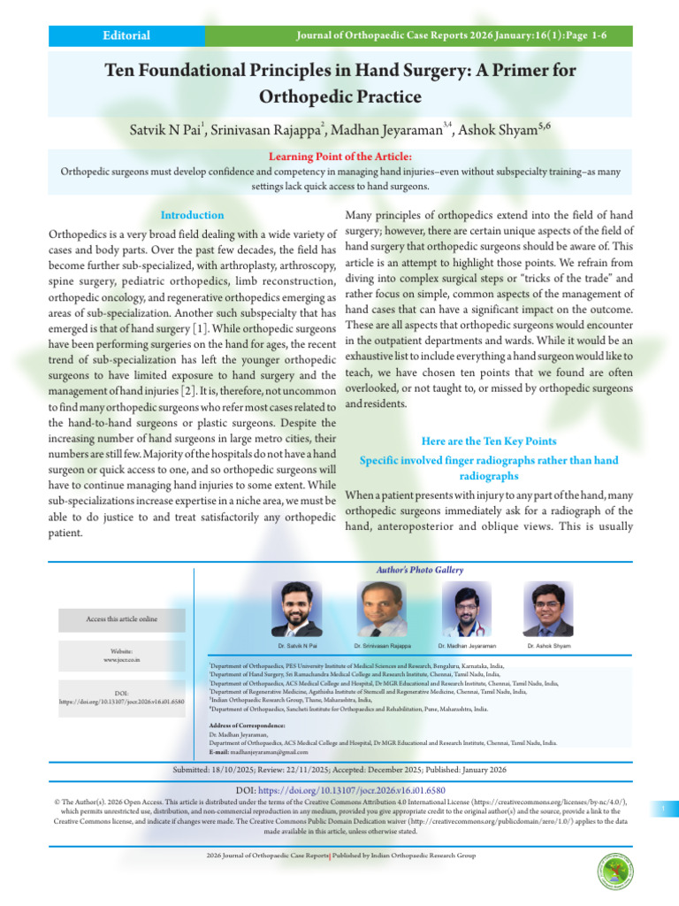 Foundational Principles of Hand Surgery | PDF | Hand | Orthopedic Surgery