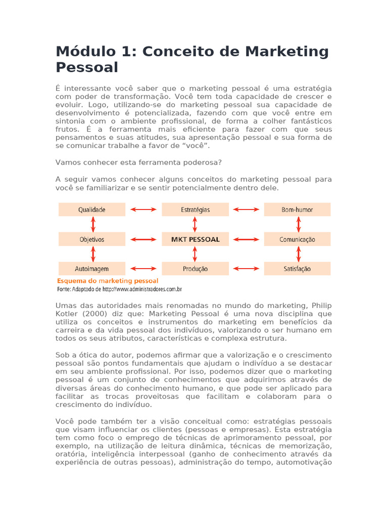 Curso de Marketing Pessoal | PDF | Marketing | Qualidade (negócios)