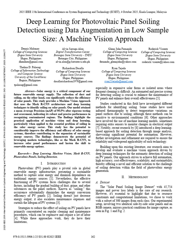 Deep Learning For Photovoltaic Panel Soiling Detection Using Data ...