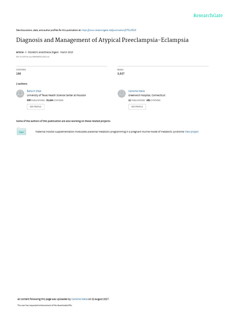 Diagnosis and Management of Atypical Preeclampsia-Eclampsia: Obstetric ...