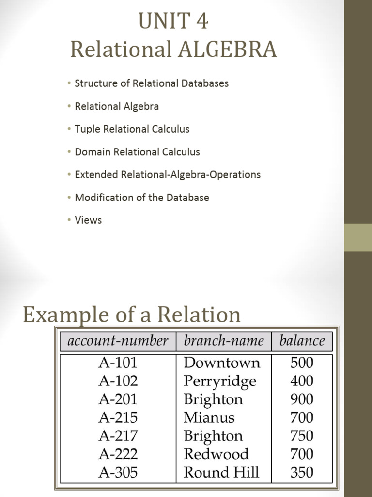 Relational Algebra - Fundamental Operators and Syntax. | PDF ...