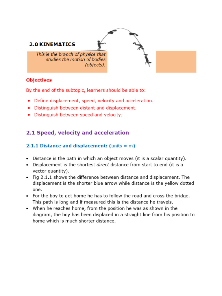 2.1 Speed, Velocity and Acceleration | PDF | Velocity | Acceleration